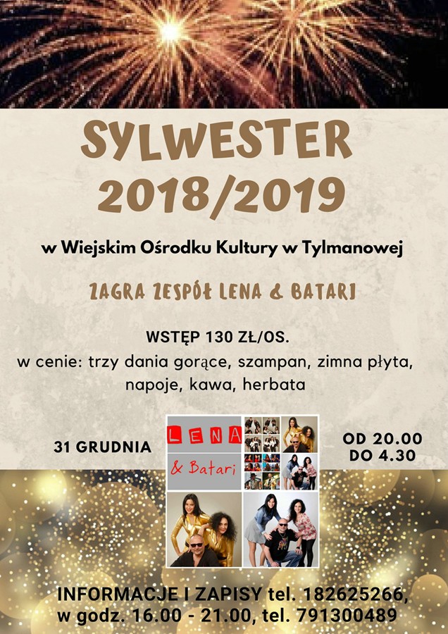 Zaproszenie na Sylwester w WOK-u w Tylmanowej