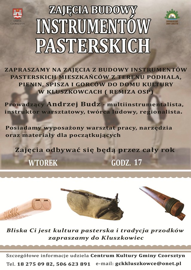 Zajęcia z budowy instrumentów pasterskich w Kluszkowcach
