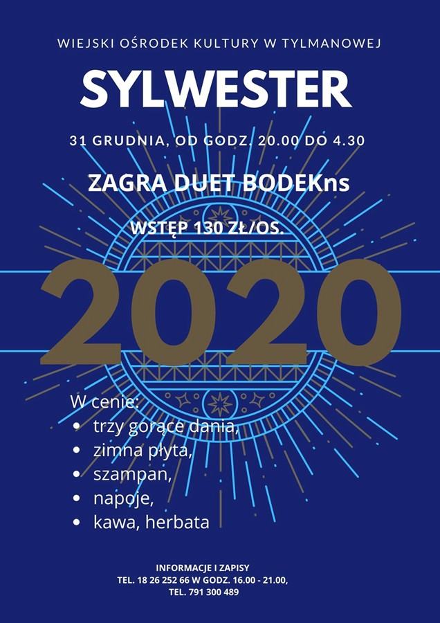 Zaproszenie na Sylwester 2019/2020 do Tylmanowej