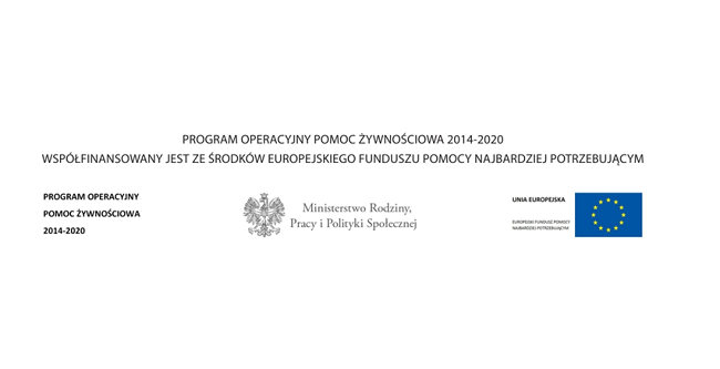 Gminny Ośrodek Pomocy Społecznej w Ochotnicy Dolnej informuje, że  rusza Program Operacyjny Pomoc Żywnościowa 2014 - 2020