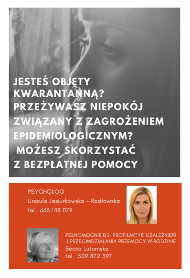 Gminna (bezpłatna!) pomoc Psychologa oraz Specjalisty ds. uzależnień